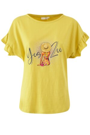 T-SHIRT DONNA MANICA PIPISTRELLO CON ROUCHES