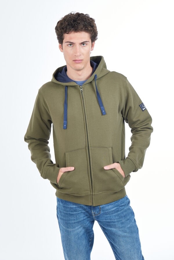 FELPA UOMO FULLZIP CON CAPPUCCIO E TASCHE MARSUPIO