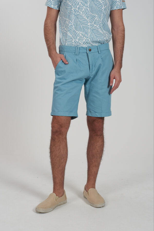 BERMUDA UOMO CHINOS CON PINCES E RISVOLTO