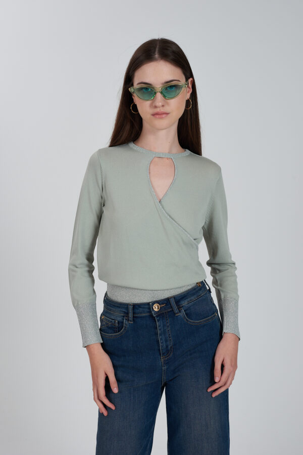 MAGLIA DONNA GIROCOLLO CON DAVANTI INCROCIATO