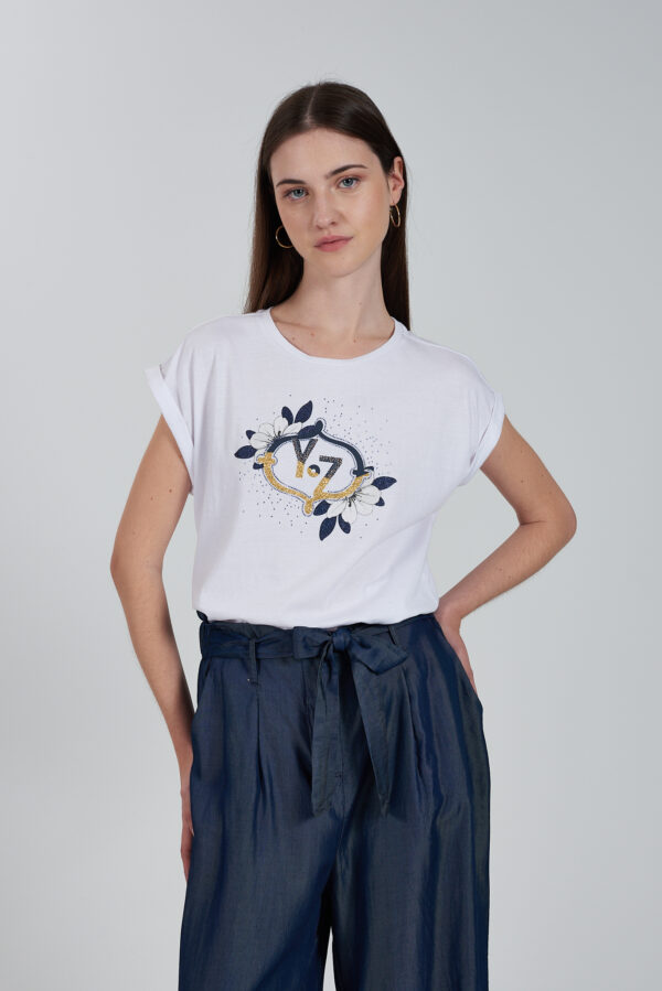 T-SHIRT DONNA MANICA KIMONO CON RISVOLTINO