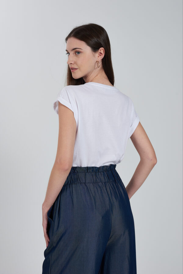 T-SHIRT DONNA MANICA KIMONO CON RISVOLTINO - immagine 2