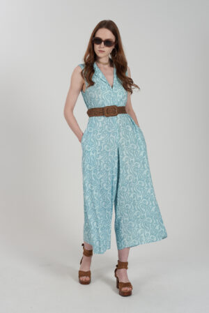 TUTA DONNA JUMPSUIT IN MISTO LINO STAMAPATO