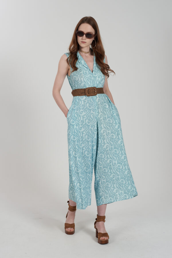 TUTA DONNA JUMPSUIT IN MISTO LINO STAMAPATO