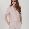 GIACCA DONNA CROP CON COLLO REVERS, MISTO LINO