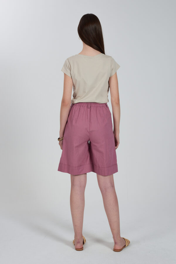 BERMUDA DONNA IN MISTO LINO CON RISVOLTO - immagine 4
