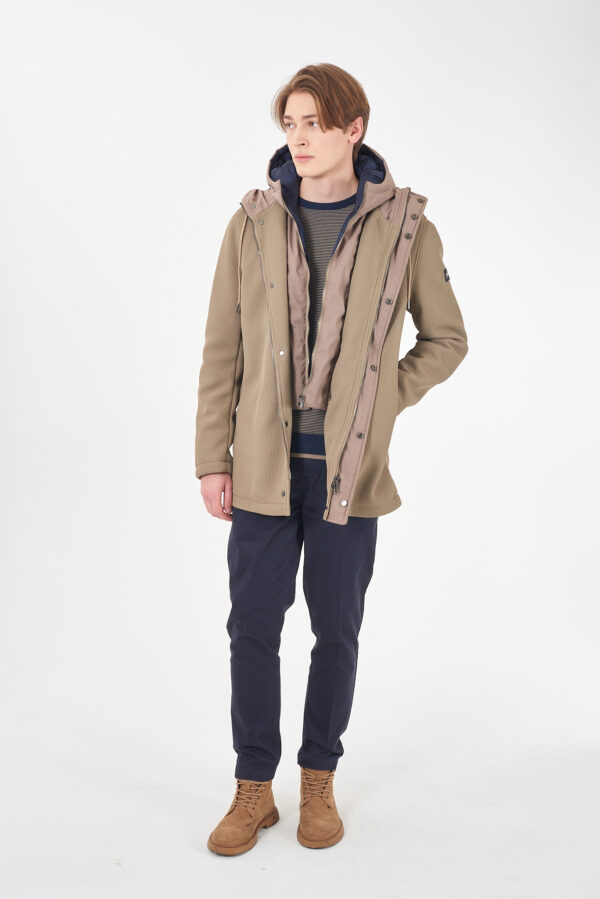 CAPPOTTO UOMO IN MAGLIA CON FINTO GILET STACCABILE - immagine 3