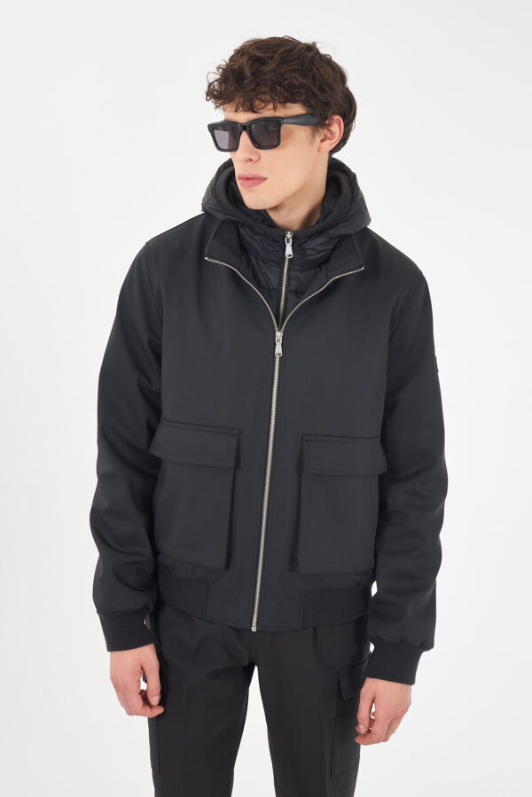 GIUBBINO UOMO BOMBER CON FINTO GILET STACCABILE