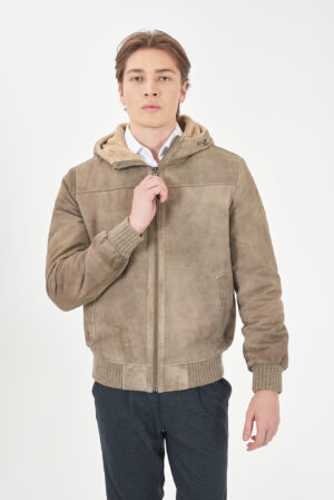 GUBBINO UOMO TIPO BOMBER,CAPPUCCIO, VERA PELLE