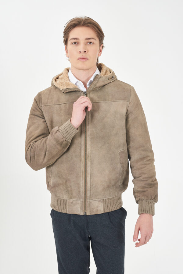GUBBINO UOMO TIPO BOMBER,CAPPUCCIO, VERA PELLE