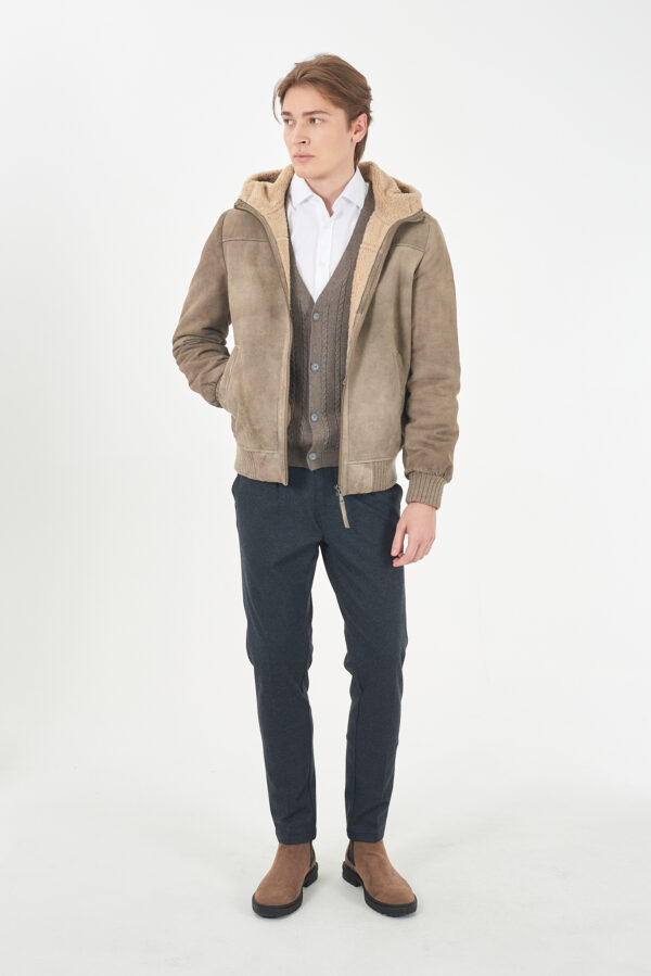 GUBBINO UOMO TIPO BOMBER,CAPPUCCIO, VERA PELLE - immagine 3