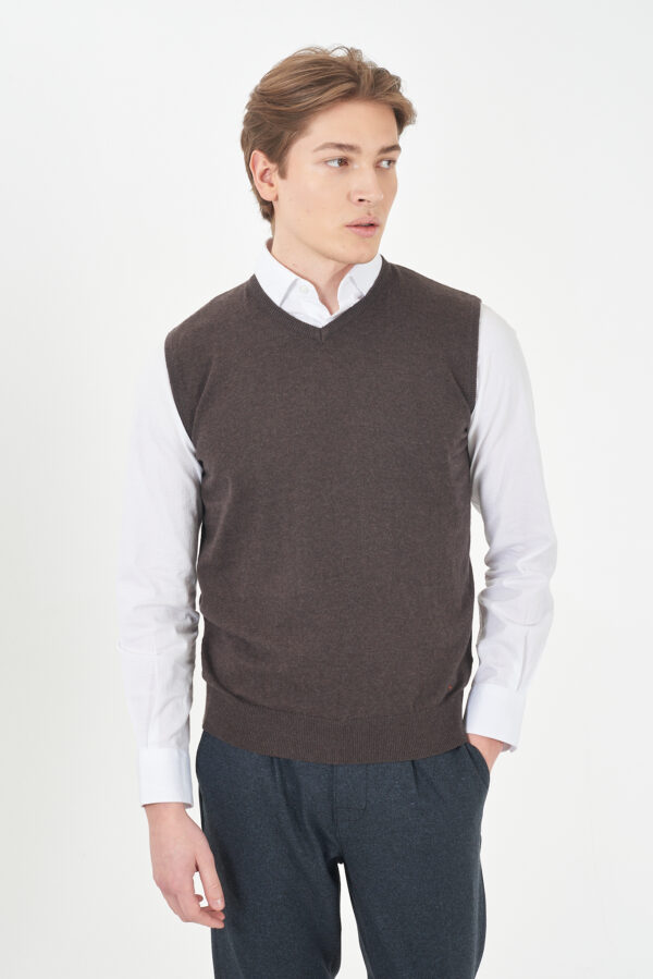 GILET UOMO IN MAGLIA, SCOLLO A V