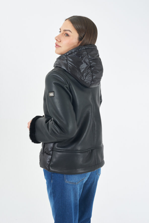 GIUBBINO DONNA PU LEATHER CON INSERTI TRAPUNTATI - immagine 2