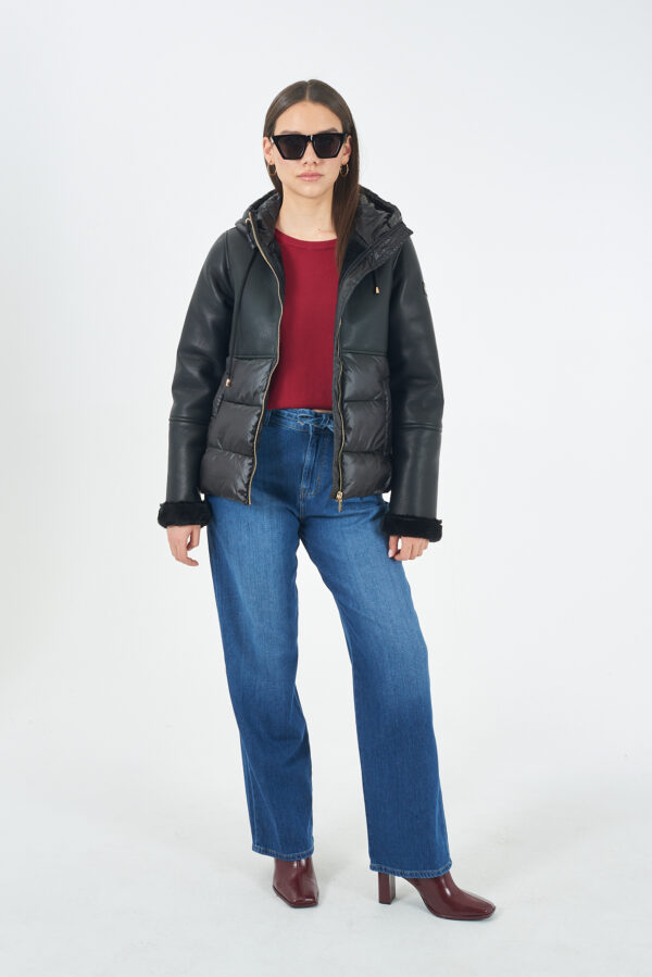 GIUBBINO DONNA PU LEATHER CON INSERTI TRAPUNTATI - immagine 3
