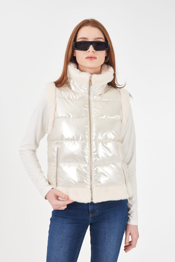 GILET DONNA TRAPUNTATO CON INSERTI