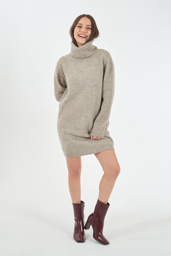 ABITO DONNA IN MAGLIA, DOLCEVITA + APPLICAZIONI - immagine 3
