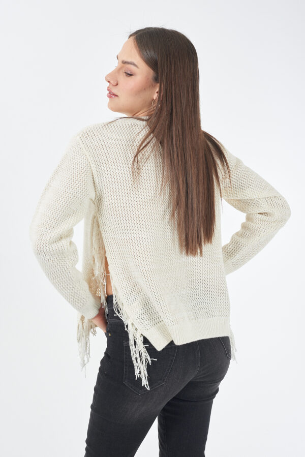 MAGLIA DONNA TRAFORATA CON FRANGE, RELAXED FIT - immagine 2
