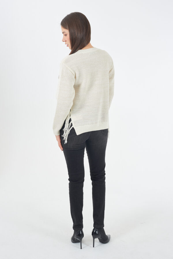 MAGLIA DONNA TRAFORATA CON FRANGE, RELAXED FIT - immagine 4