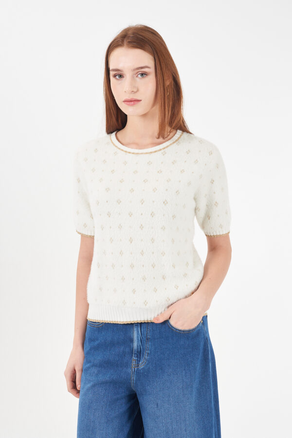 MAGLIA DONNA GIROCOLLO M/C, EFFETTO MOHAIR