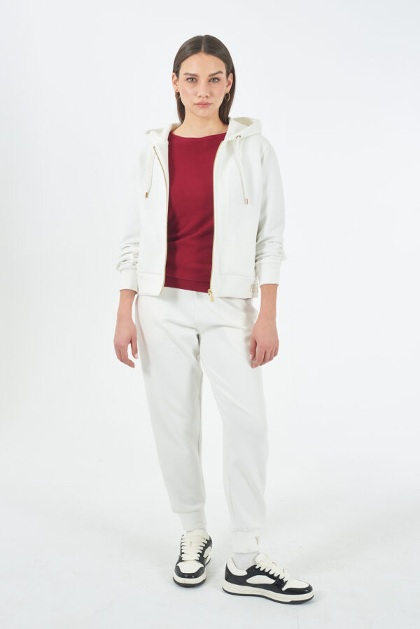 FELPA DONNA FULLZIP IN PUNTO MILANO, CAPPUCCIO - immagine 3