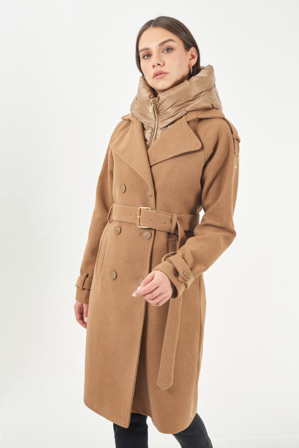 CAPPOTTO DONNA DOPPIOPETTO, FINTO GILET STACCABILE