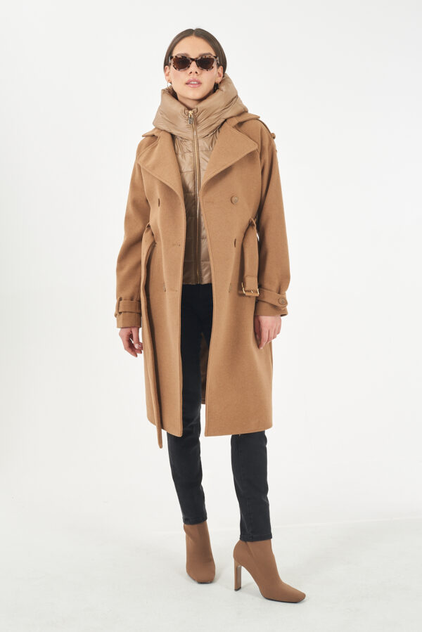 CAPPOTTO DONNA DOPPIOPETTO, FINTO GILET STACCABILE - immagine 3