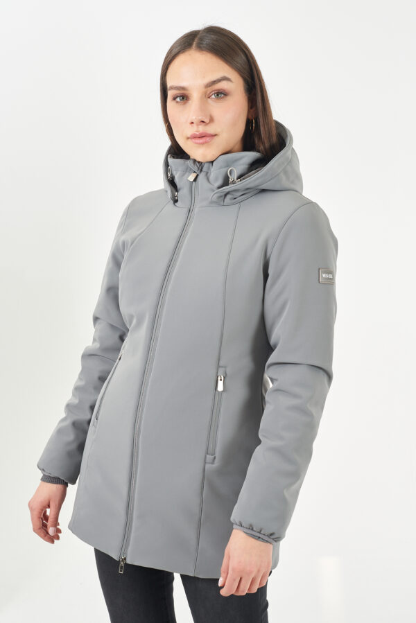 CAPPOTTO DONNA CON CAPPUCCIO, TRAPUNTATURA INTERNA