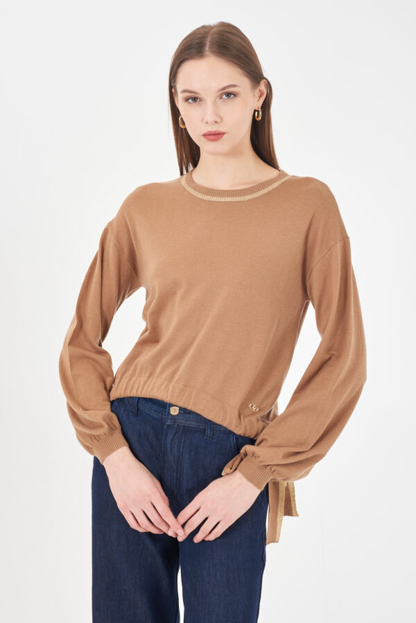 MAGLIA DONNA GIROCOLLO,COULISSE,FIOCCO AL FONDO