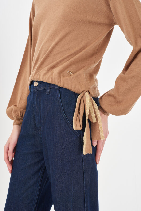 MAGLIA DONNA GIROCOLLO,COULISSE,FIOCCO AL FONDO - immagine 3