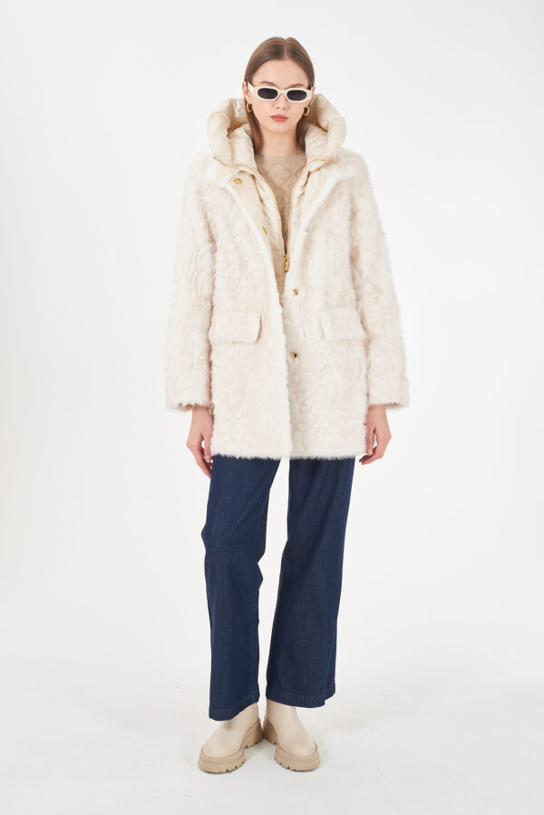 CAPPOTTO DONNA CON FINTO GILET STACCABILE - immagine 3