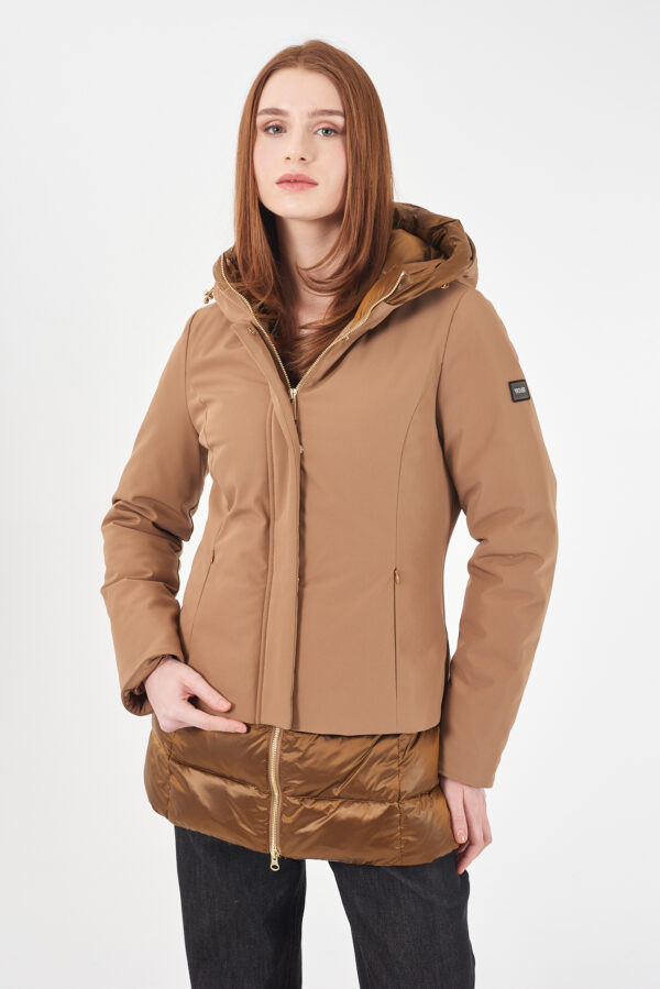 CAPPOTTO DONNA CON INSERTI IN NYLON
