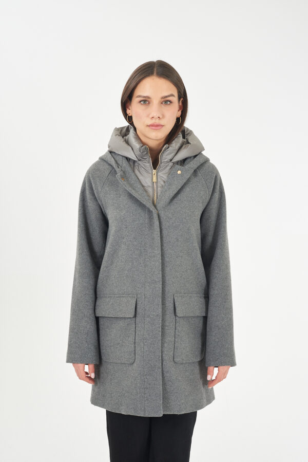CAPPOTTO DONNA CON FINTO GILET STACCABILE