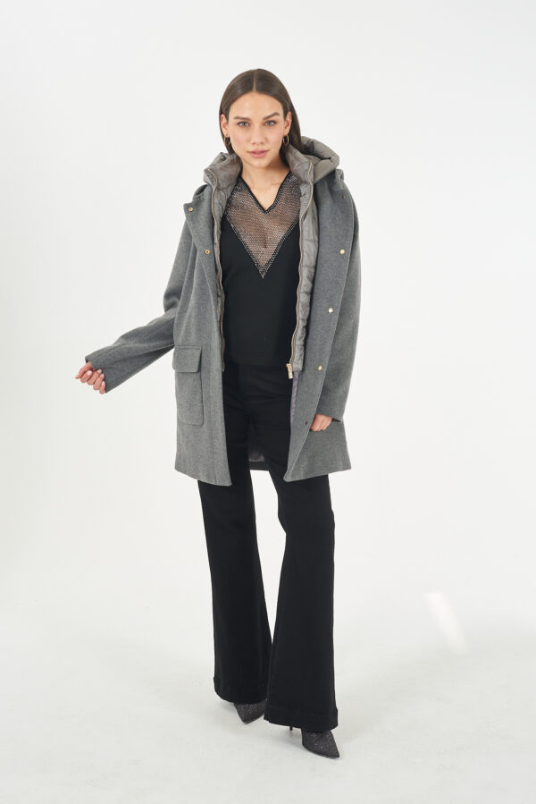CAPPOTTO DONNA CON FINTO GILET STACCABILE - immagine 3