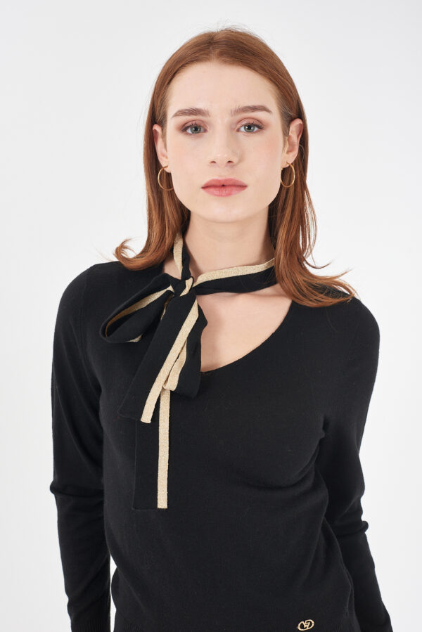 MAGLIA DONNA COLLO ALTO CON FIOCCO - immagine 3
