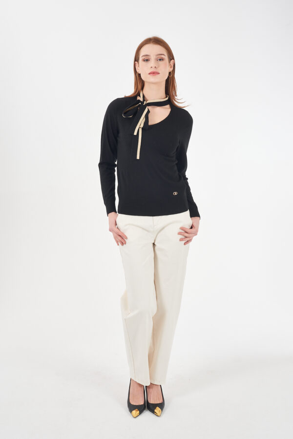 MAGLIA DONNA COLLO ALTO CON FIOCCO - immagine 4